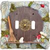 Hobbit Door Double Switchplate Cover - Brown